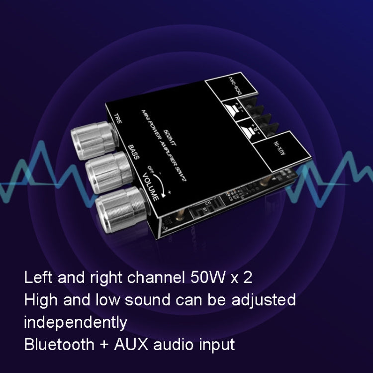 ZK-502MT 50W x 2 2.0 Stereo Bluetooth Audio Digital HIFI Power Pipe Module - Breadboard / Amplifier Board by buy2fix | Online Shopping UK | buy2fix