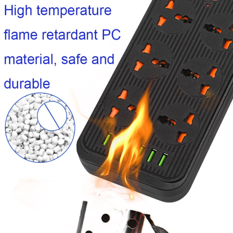 A07 2m 3000W 6 Plugs + 6-USB Ports Multifunctional Flame-retardant Socket with Switch(UK Plug) - Extension Socket by buy2fix | Online Shopping UK | buy2fix