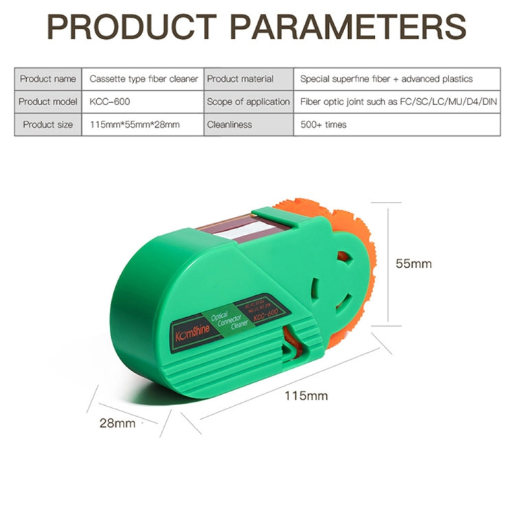 Komshine Handheld Cassette Optical Fiber Connector Cleaning Cartridge With Core(KCC-600) - Lan Cable and Tools by Komshine | Online Shopping UK | buy2fix