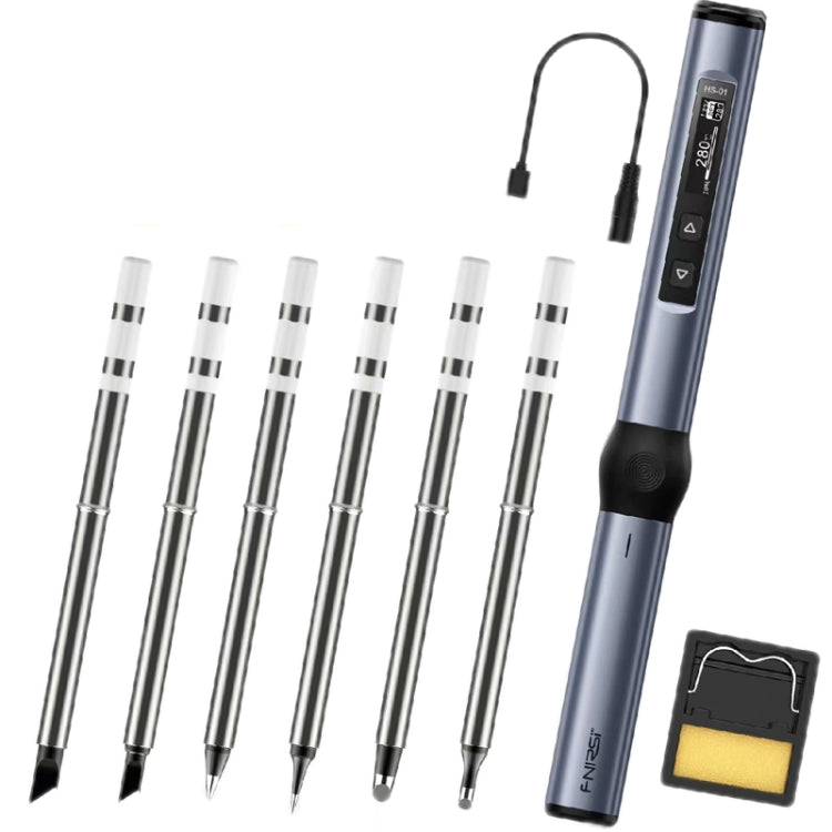 FNIRSI 9pcs/ Set Mini Soldering Station Digital Display Constant Temperature Smart Soldering Iron, Color: Blue Standard 6 Heads - Electric Soldering Iron by FNIRSI | Online Shopping UK | buy2fix