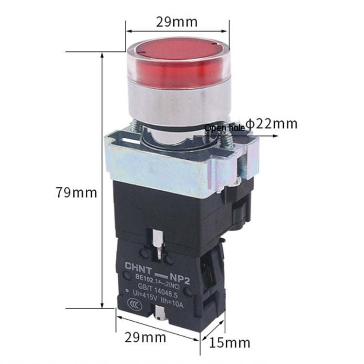 CHINT NP2-BW3461/24V 1 NO Pushbutton Switches With LED Light Silver Alloy Contact Push Button - Car Switches by CHINT | Online Shopping UK | buy2fix