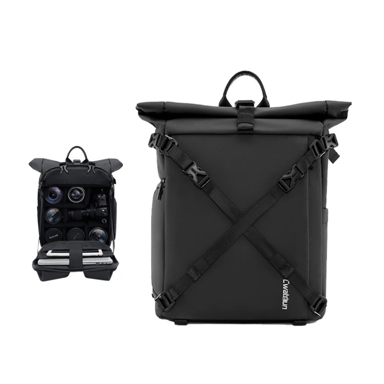 Cwatcun D113 Shoulder Leisure Camera Bag Waterproof High Capacity Outdoor Travel Photography Bag, Color: Large Black - Backpack by Cwatcun | Online Shopping UK | buy2fix