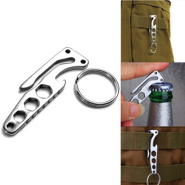 Multi-function Bottle Opener Keychain Outdoor Pocket Tool Pry Bar Hex Key Wrench - Key Rings by buy2fix | Online Shopping UK | buy2fix