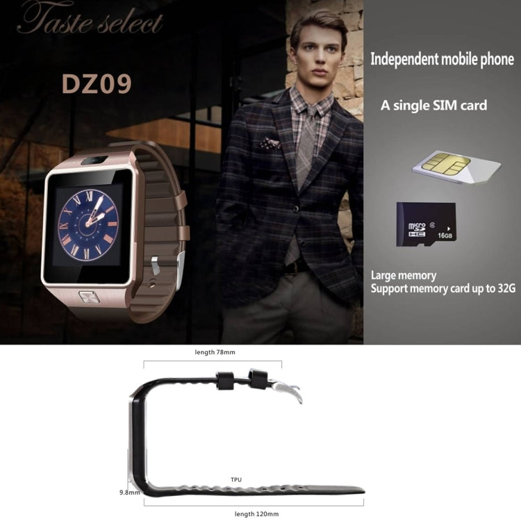 DZ09 1.56 inch Screen Bluetooth 3.0 Android 4.1 OS Above Smart Watch Phone with Bluetooth Call & Call Reminder & Sleep Monitor & Pedometer & Sedentary Reminder & Calendar & SMS & Audio and Video Player & Anti-loss Function(Black) - Smart Wear by buy2fix | Online Shopping UK | buy2fix