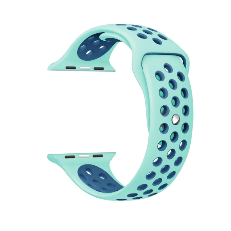 For Apple Watch Series 8&7 41mm / SE 2&6&SE&5&4 40mm / 3&2&1 38mm Fashionable Classical Silicone Sport Watch Band(Green Blue) - Watch Bands by buy2fix | Online Shopping UK | buy2fix