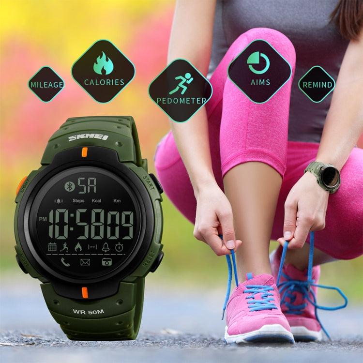 SKMEI 1301 Multifunction 50m Waterproof Sports Bluetooth Smart Watch, Compatible with Android & iOS System(Army Green) - Sport Watches by SKMEI | Online Shopping UK | buy2fix