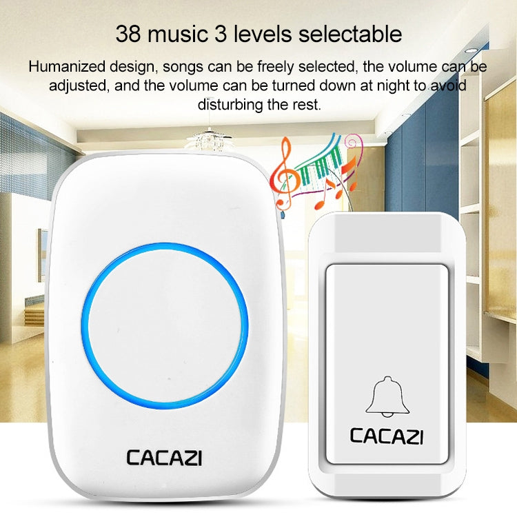 CACAZI A10G One Button Three Receivers Self-Powered Wireless Home Cordless Bell, EU Plug(White) - Security by CACAZI | Online Shopping UK | buy2fix