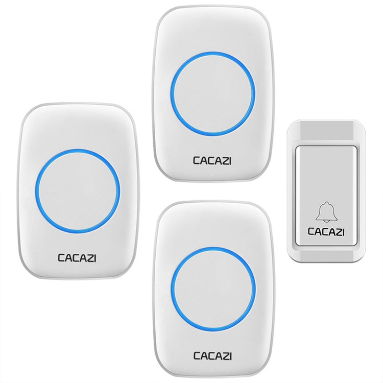 CACAZI A10G One Button Three Receivers Self-Powered Wireless Home Cordless Bell, UK Plug(White) - Security by CACAZI | Online Shopping UK | buy2fix