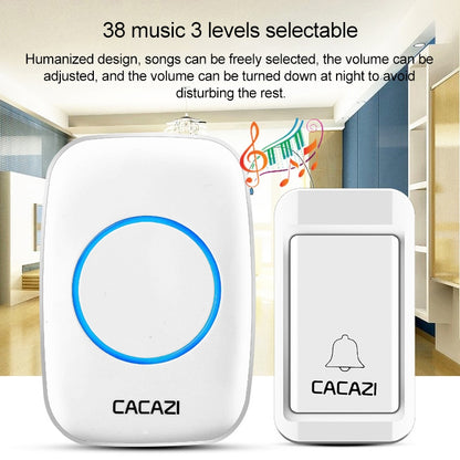 CACAZI A10G One Button Three Receivers Self-Powered Wireless Home Cordless Bell, US Plug(White) - Security by CACAZI | Online Shopping UK | buy2fix