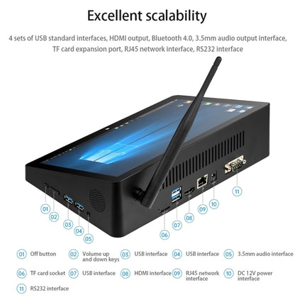 PiPo H10PRO All-in-One Mini PC, 10.1 inch, 8GB+128GB+128GB, Windows 10 Intel Celeron J4125 Quad Core up to 2.7GHz, Support WiFi & BT & TF Card & HDMI & RJ45(Black) - PiPO by PiPo | Online Shopping UK | buy2fix