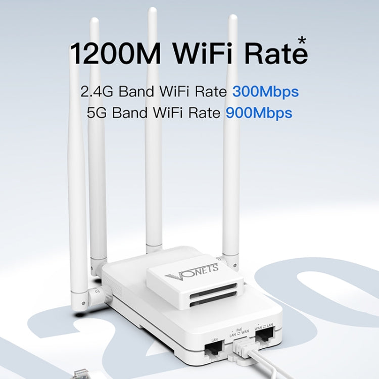 VONETS VAR1200-H 1200Mbps Wireless Bridge External Antenna Dual-Band WiFi Repeater, With DC Adapter Set - Wireless Routers by VONETS | Online Shopping UK | buy2fix